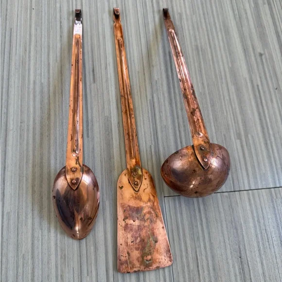 Copper Kitchen Utensil Set - Copper Spoon, Spatula & Ladle - Picture 2 of 2
